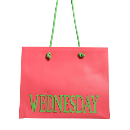 Pink Leather Weekend Wednesday Shopping Tote Bag