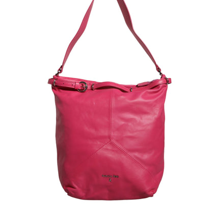 Fuchsia Pink Leather Shoulder Purse Tote Bag