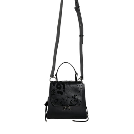 Black Leather Crossbody Strap Top Handle Bag