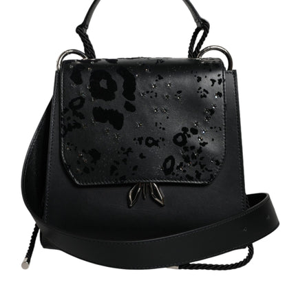 Black Leather Crossbody Strap Top Handle Bag