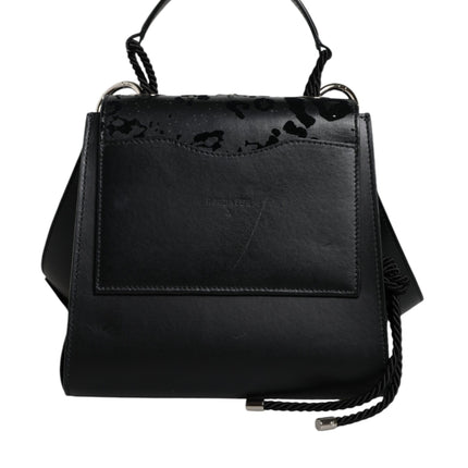 Black Leather Crossbody Strap Top Handle Bag