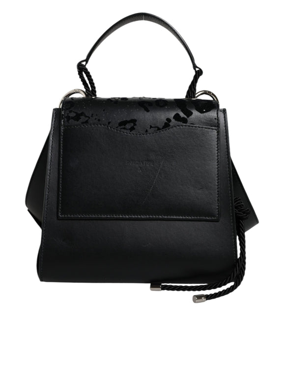 Black Leather Crossbody Strap Top Handle Bag