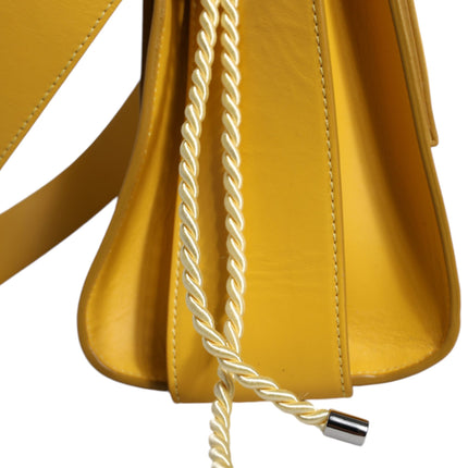 Yellow Leather Shoulder Strap Top Handle Bag