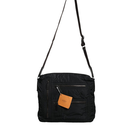 Black Canvas Pockets Crossbody Strap Shoulder Bag