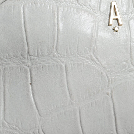 White Croc Print Leather Crossbody Sling Bag