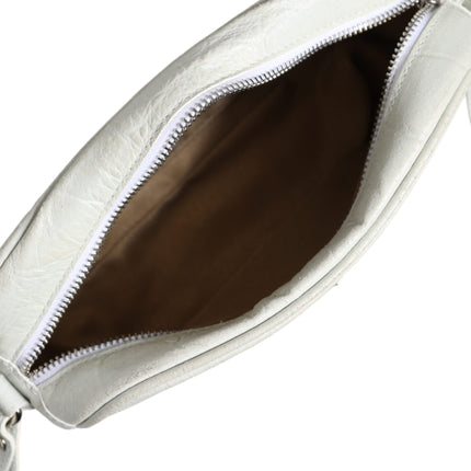 White Croc Print Leather Crossbody Sling Bag