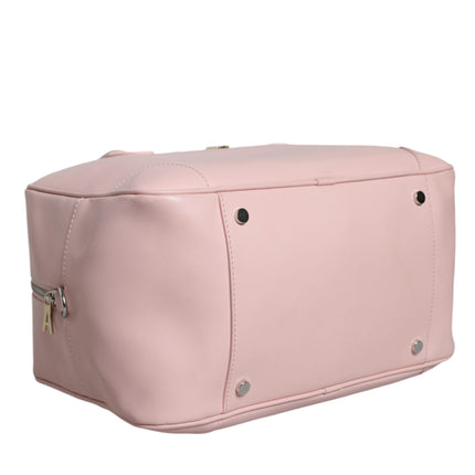 Pink Leather Logo Top Handle Duffel Handbag Women Bag