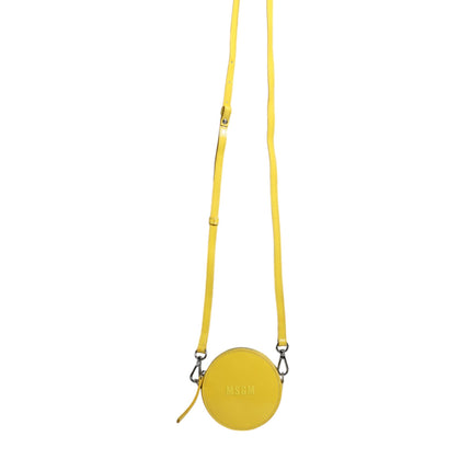 Yellow Leather Logo Crossbody Sling Shoulder Round Bag