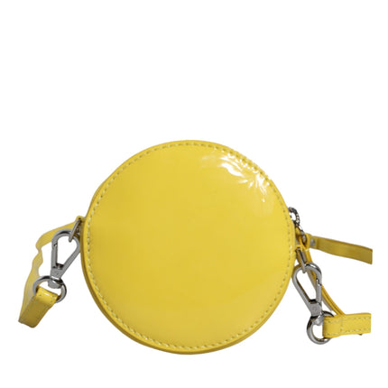 Yellow Leather Logo Crossbody Sling Shoulder Round Bag