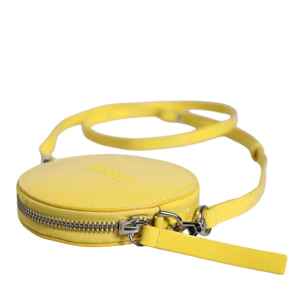 Yellow Leather Logo Crossbody Sling Shoulder Round Bag