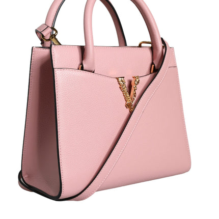 Pink Small Top Handle Grainy Calf Leather Crossbody Bag