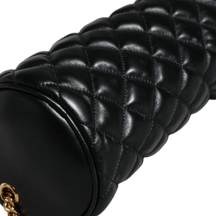 Black Mini Quilted Lambskin Leather Crossbody Sling Bag