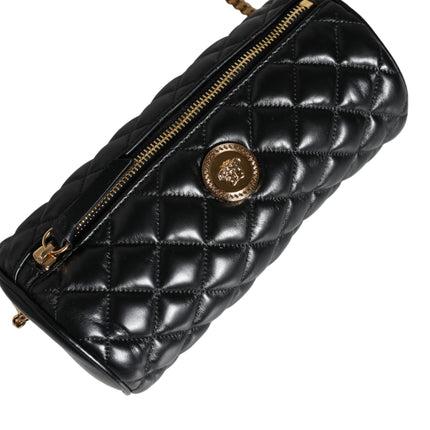 Black Mini Quilted Lambskin Leather Crossbody Sling Bag