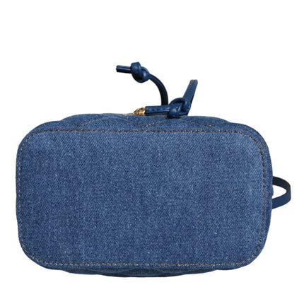 Blue Quilted Denim Leather Crossbody Shoulder Bag