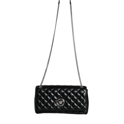 Black Quilted Lambskin Leather Crossbody Shoulder Bag