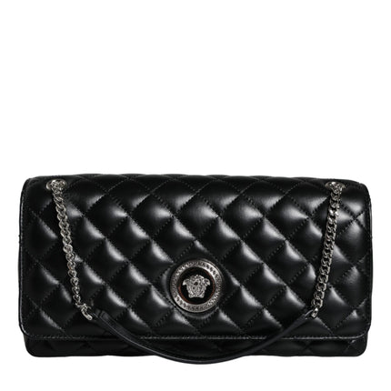 Black Quilted Lambskin Leather Crossbody Shoulder Bag