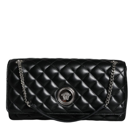 Black Quilted Lambskin Leather Crossbody Shoulder Bag