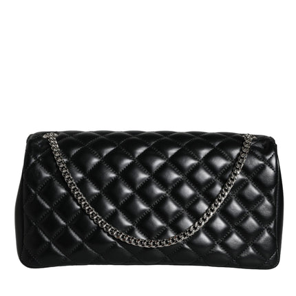 Black Quilted Lambskin Leather Crossbody Shoulder Bag