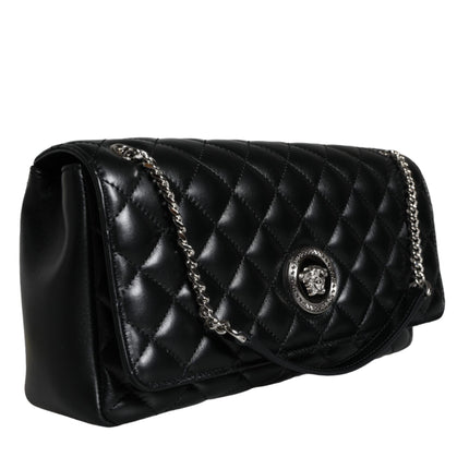 Black Quilted Lambskin Leather Crossbody Shoulder Bag