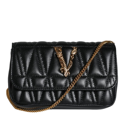 Black Mini Nappa Leather Crossbody Shoulder Bag