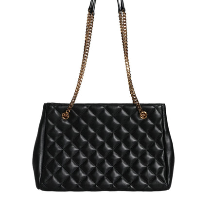 Black Quilted Nappa Leather Shoulder Chain Strap Bag