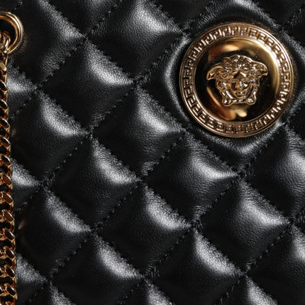 Black Quilted Nappa Leather Shoulder Chain Strap Bag