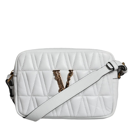 White Quilted Nappa Leather Crossbody Shoulder Bag