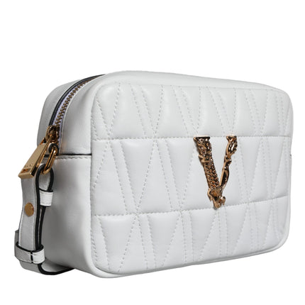 White Quilted Nappa Leather Crossbody Shoulder Bag