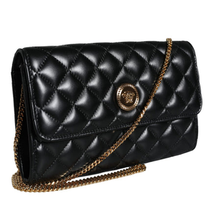 Black Quilted Nappa Leather Crossbody Shoulder Bag