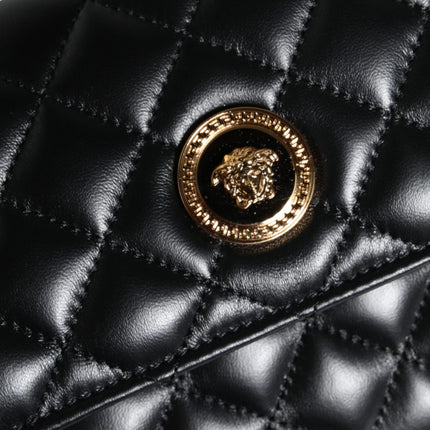 Black Quilted Nappa Leather Crossbody Shoulder Bag