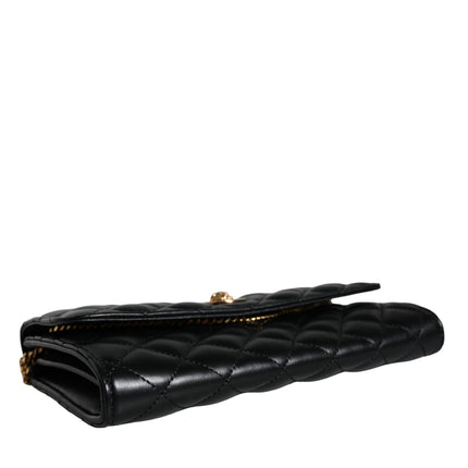 Black Quilted Nappa Leather Crossbody Shoulder Bag