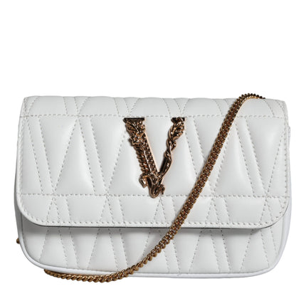 White Quilted Nappa Leather Crossbody Shoulder Bag