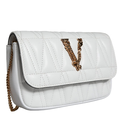 White Quilted Nappa Leather Crossbody Shoulder Bag