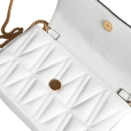 White Quilted Nappa Leather Crossbody Shoulder Bag