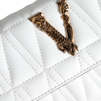 White Quilted Nappa Leather Crossbody Shoulder Bag