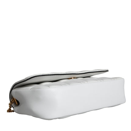 White Quilted Nappa Leather Crossbody Shoulder Bag