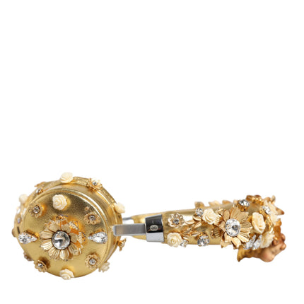 Gold Leather Floral Crystal Angel Headphones