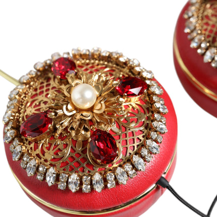 Red Nappa Leather Floral Crystal Headphone