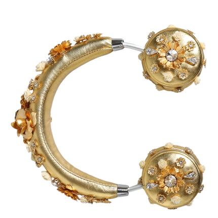 Gold Leather Floral Crystal Angel Headset Headphones