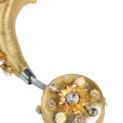 Gold Leather Floral Crystal Angel Headset Headphones