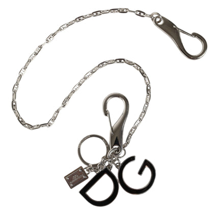 Silver Tone Metal DG Logo Link Chain Keychain Keyring