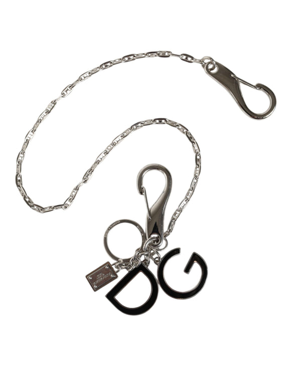 Silver Tone Metal DG Logo Link Chain Keychain Keyring