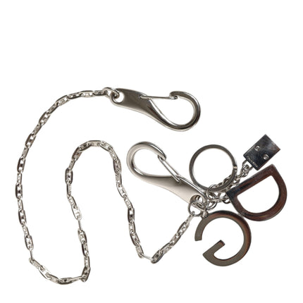 Silver Tone Metal DG Logo Link Chain Keychain Keyring