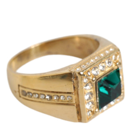 Gold Plated 925 Silver Green Crystal Ring