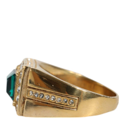 Gold Plated 925 Silver Green Crystal Ring