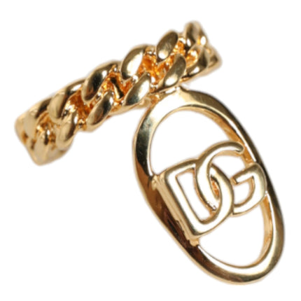 Gold Plated Open DG Logo Curb Chain Ring