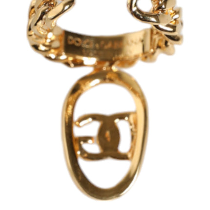 Gold Plated Open DG Logo Curb Chain Ring