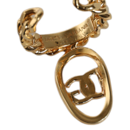 Gold Plated Open DG Logo Curb Chain Ring