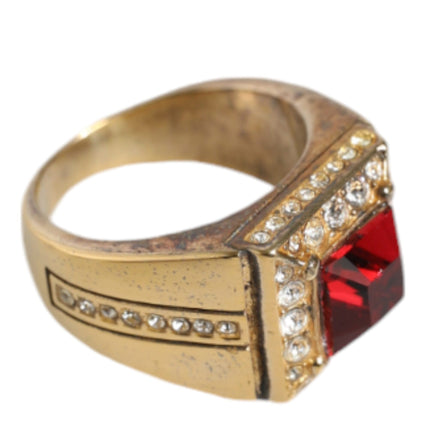 Gold Plated 925 Silver Red Crystal Ring