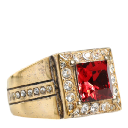 Gold Plated 925 Silver Red Crystal Ring